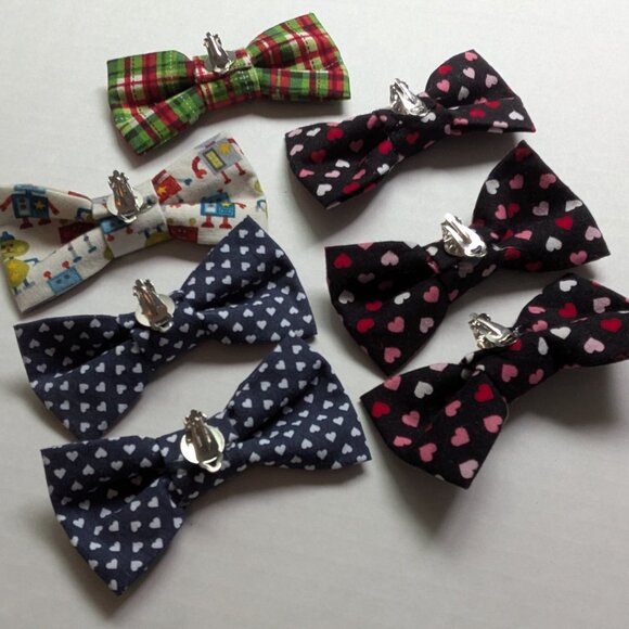 Handmade Bow Ties for Kids or Pets - Clip On Style - Set of 7 - Picture 2 of 2